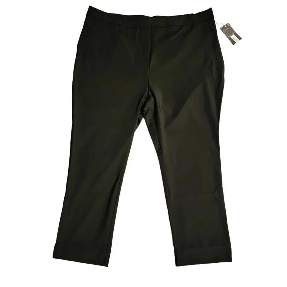 NEW Worthington Womens Black Slim Ankle Trouser Pants High Rise 20W Long Size